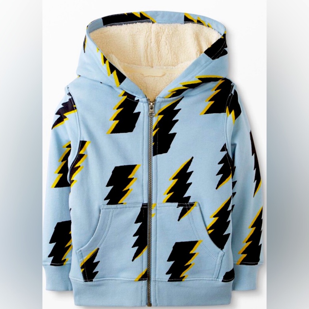 Hanna Andersson Print Faux Shearling Lined Hoodie in Voltage - size 6-7